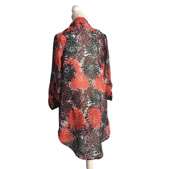 Vincente Milan New York Paris See through Blouse Buttons Size M Long Sleeve - Picture 5 of 7